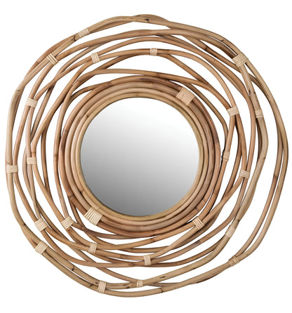 Bamboo Wall Mirror for living room | Cane Wall Mirror | Rattan Mirror - Ishana - Akway