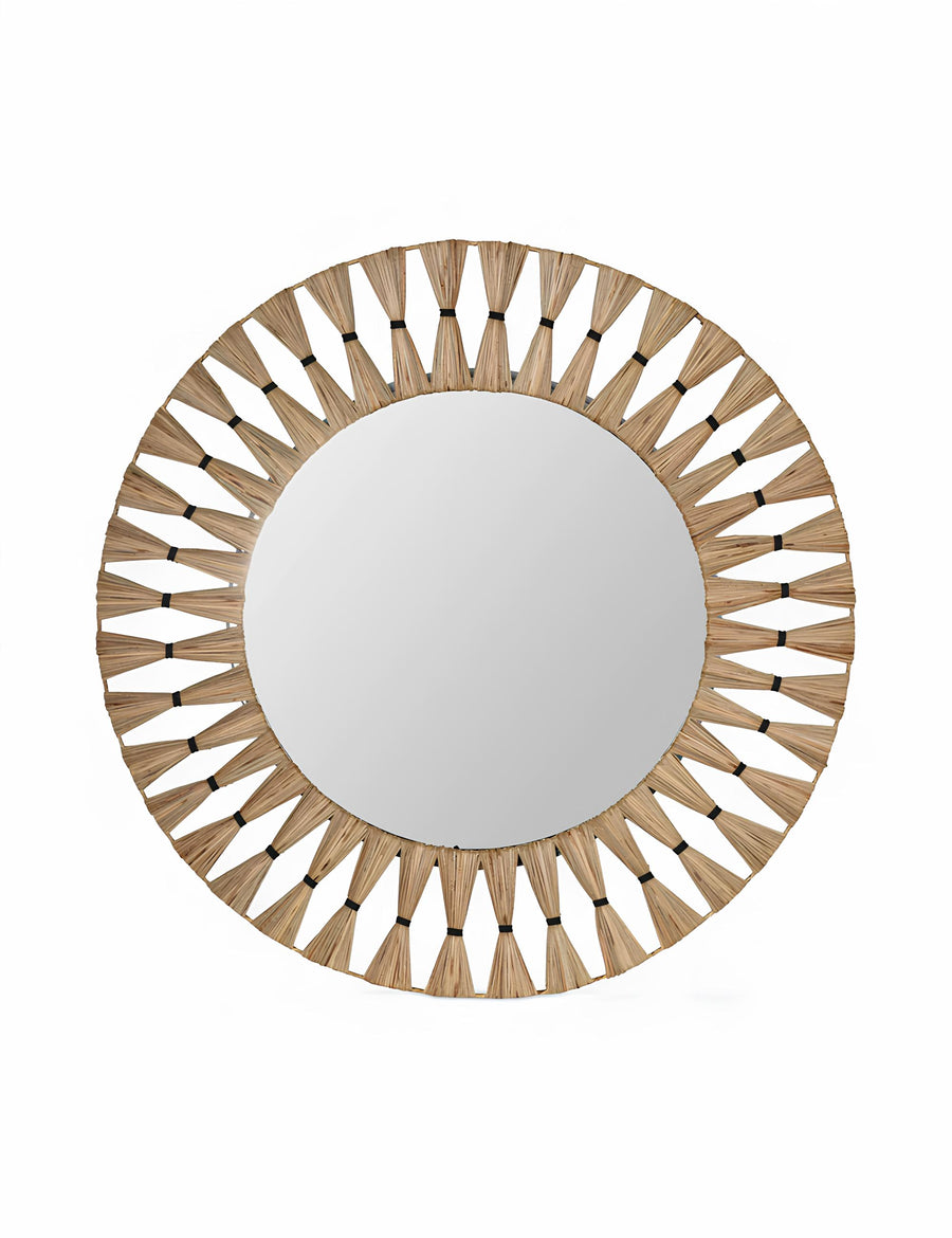 Bamboo Wall Mirror for living room | Cane Wall Mirror | Rattan Mirror - Adah - Akway