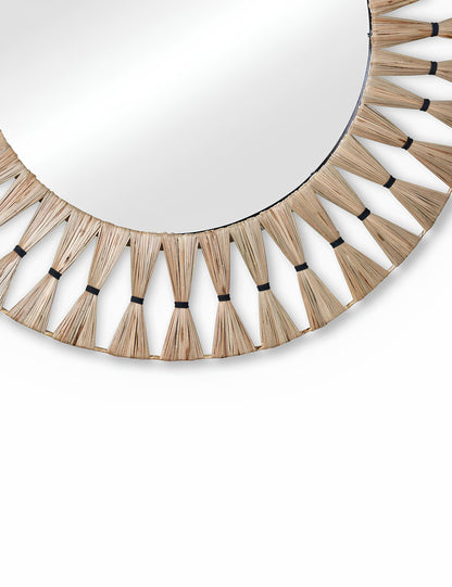 Bamboo Wall Mirror for living room | Cane Wall Mirror | Rattan Mirror - Adah - Akway