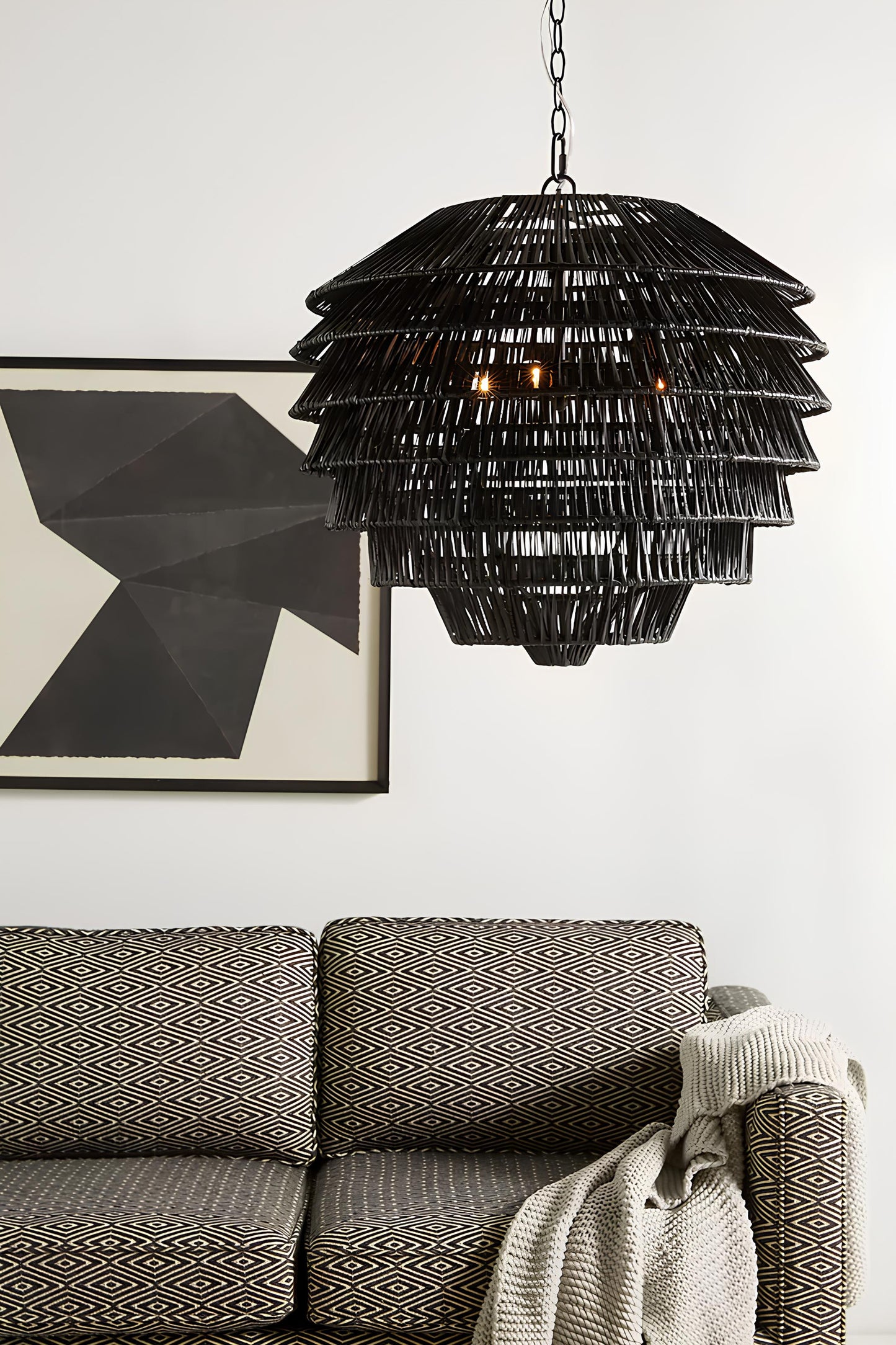 Bamboo Hanging lamp for Living Room | Rattan Pendant light | Cane ceiling light - Sareek - Akway
