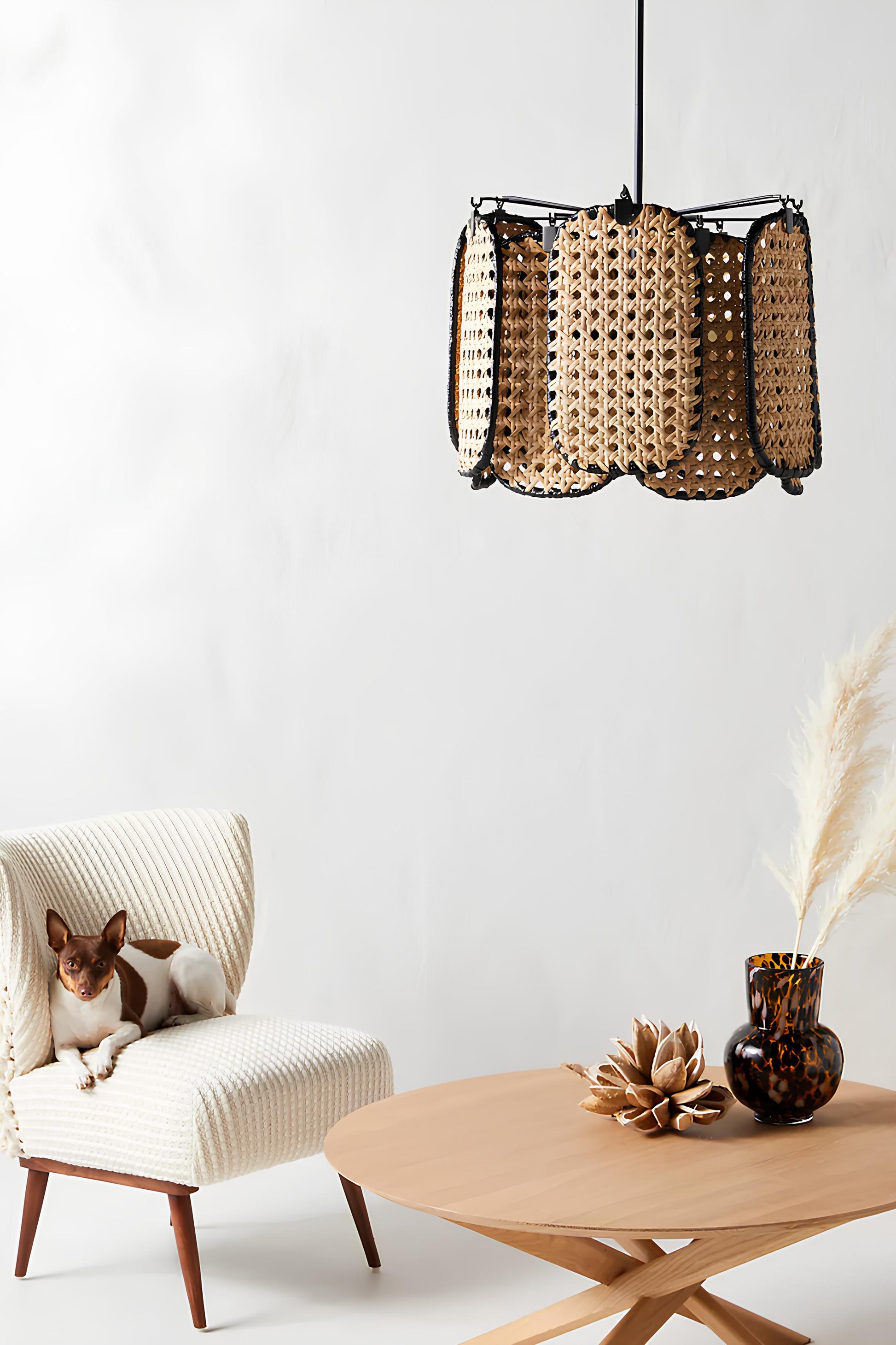 Bamboo Hanging lamp for Living Room | Rattan Pendant light | Cane ceiling light - Soma - Akway