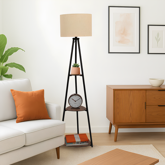 Bamboo Tripod Floor Lamp | Living Room Cane Floor Lamp | Home Rattan for Living Room | Standing Lamp Wooden Floor Standing la