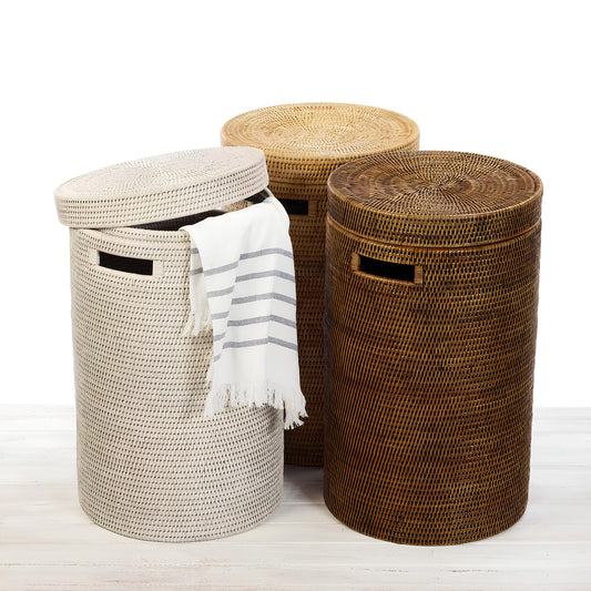 Rattan Laundry Basket | wicker basket with lid | Bamboo toy Storage basket - Alex - Akway