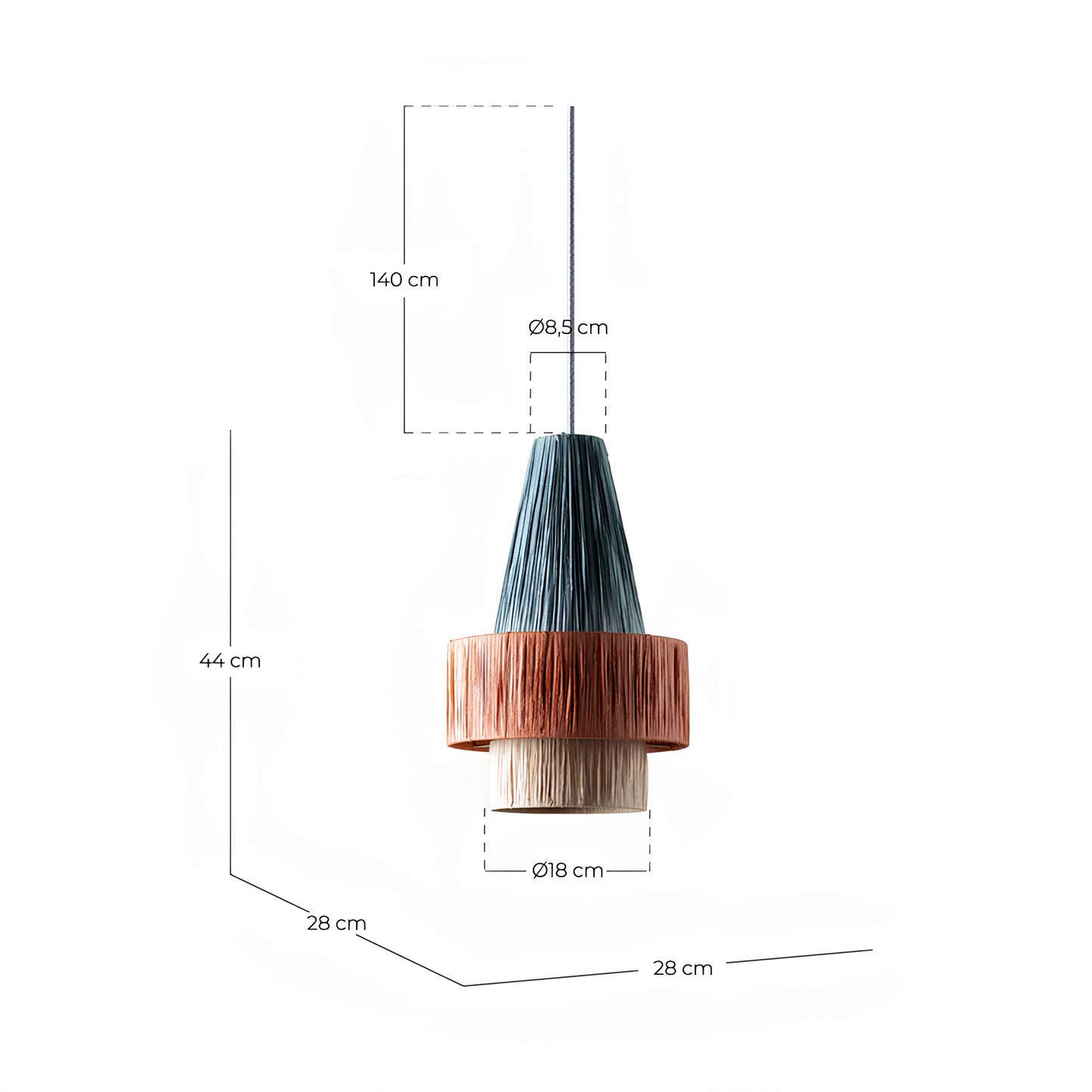 Bamboo Hanging lamp for Living Room | Rattan Pendant light | Cane ceiling light - Tanya - Akway