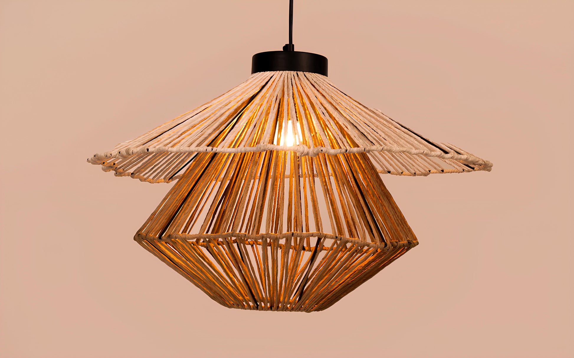 Bamboo Hanging lamp for Living Room | Rattan Pendant light | Cane ceiling light - Alka - Akway