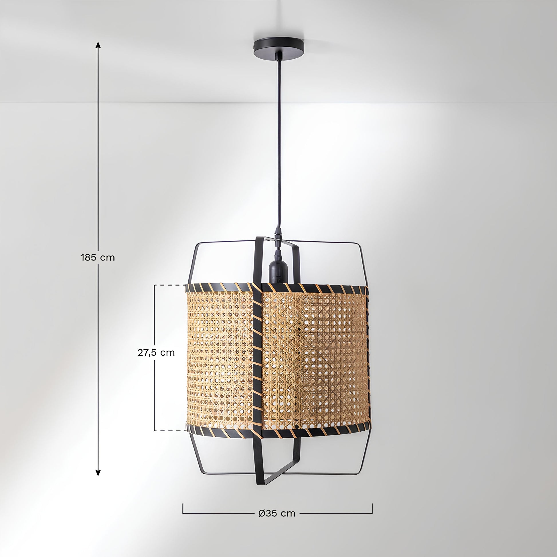 Bamboo Hanging lamp for Living Room | Rattan Pendant light | Cane ceiling light - Candy - Akway