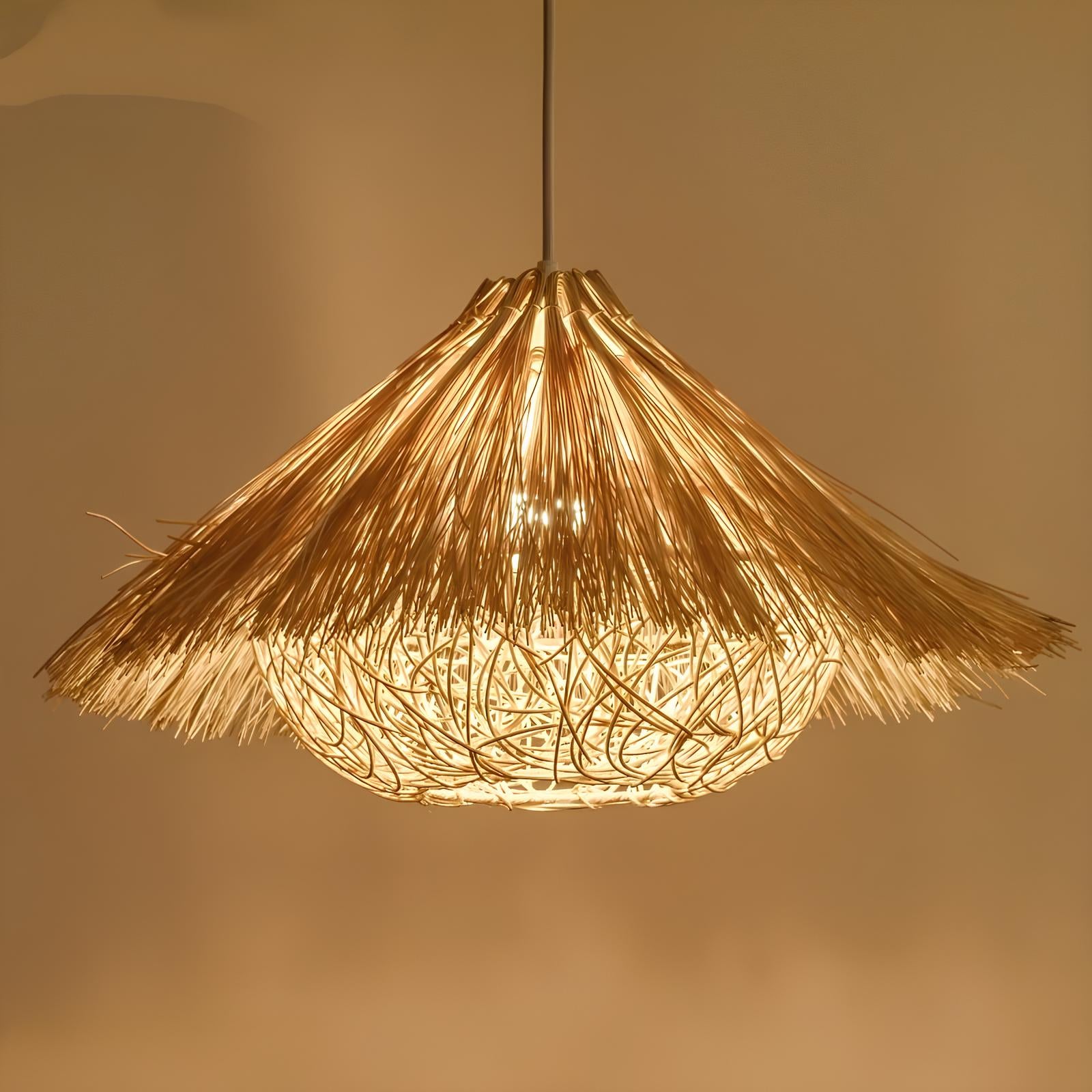 Bamboo Hanging lamp for Living Room | Rattan Pendant light | Cane ceiling light - Eshana - Akway