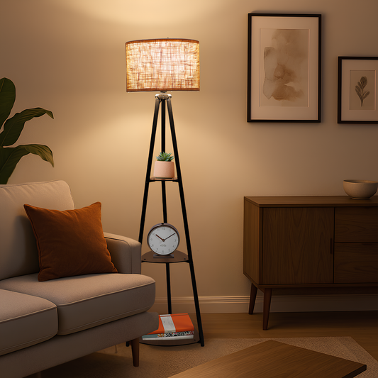 Bamboo Tripod Floor Lamp | Living Room Cane Floor Lamp | Home Rattan for Living Room | Standing Lamp Wooden Floor Standing la