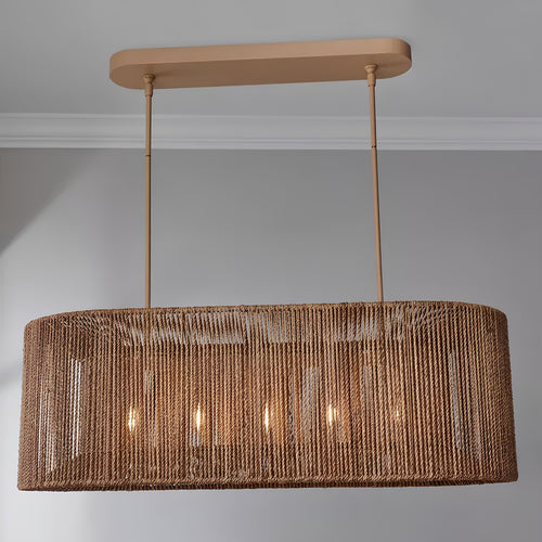 Wicker Chandelier for Living Room | Rattan Hanging Light - Saud