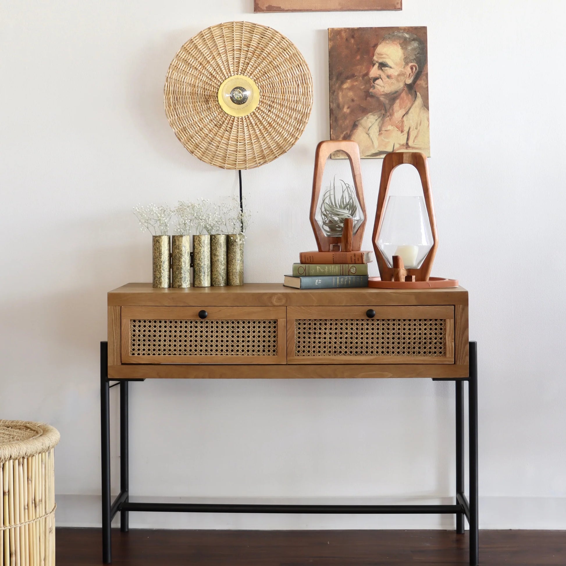 Bamboo Wall lamps For Living Room | Rattan Wall scones | Wicker Wall Lamps | Cane Wall Lamps - Asmee - Akway
