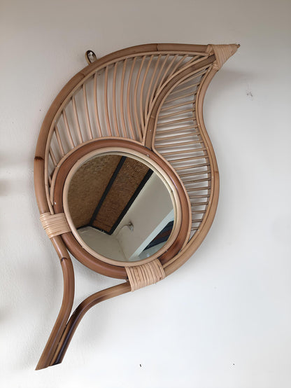 Bamboo Wall Mirror for living room | Cane Wall Mirror | Rattan Mirror - Kaia - Akway
