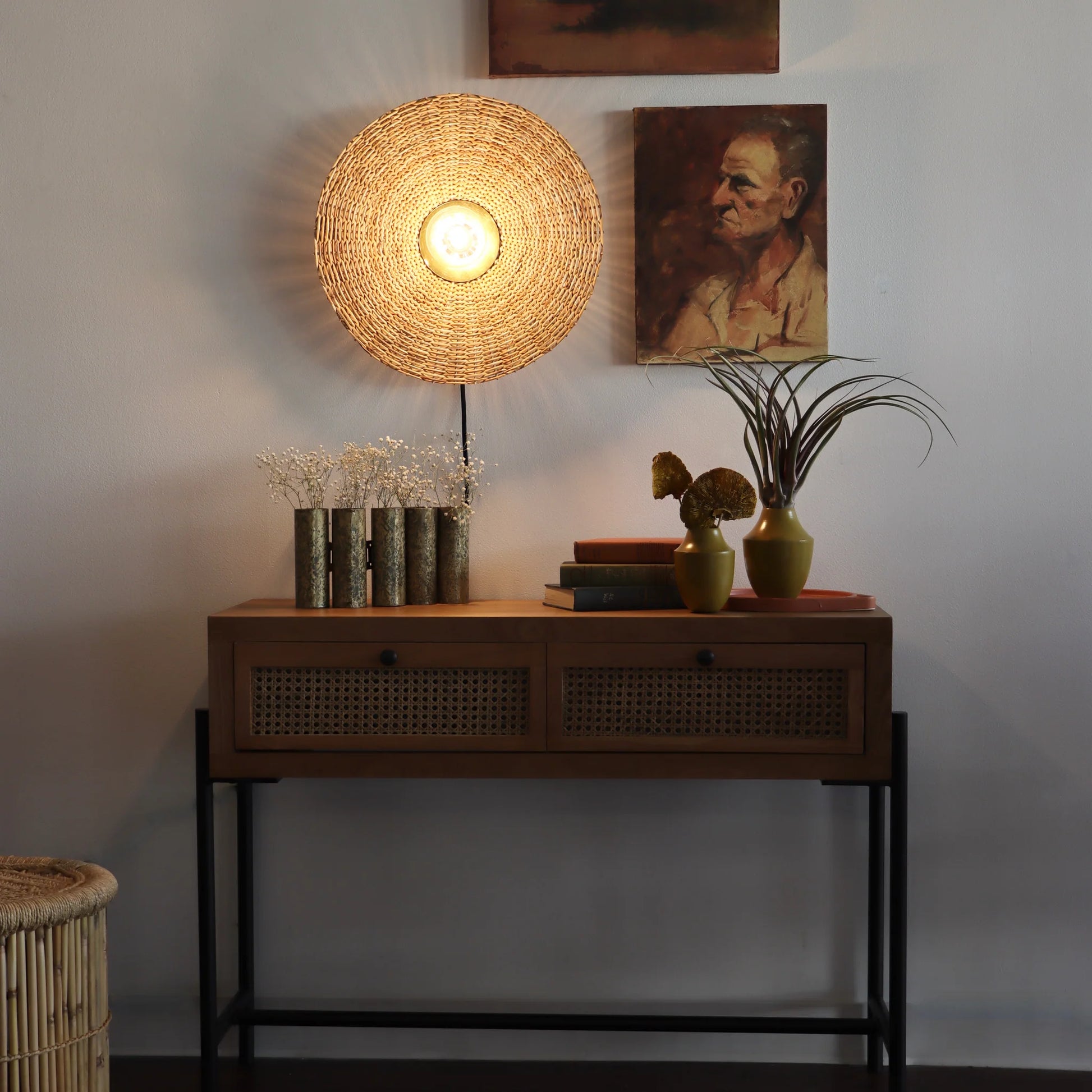 Bamboo Wall lamps For Living Room | Rattan Wall scones | Wicker Wall Lamps | Cane Wall Lamps - Asmee - Akway