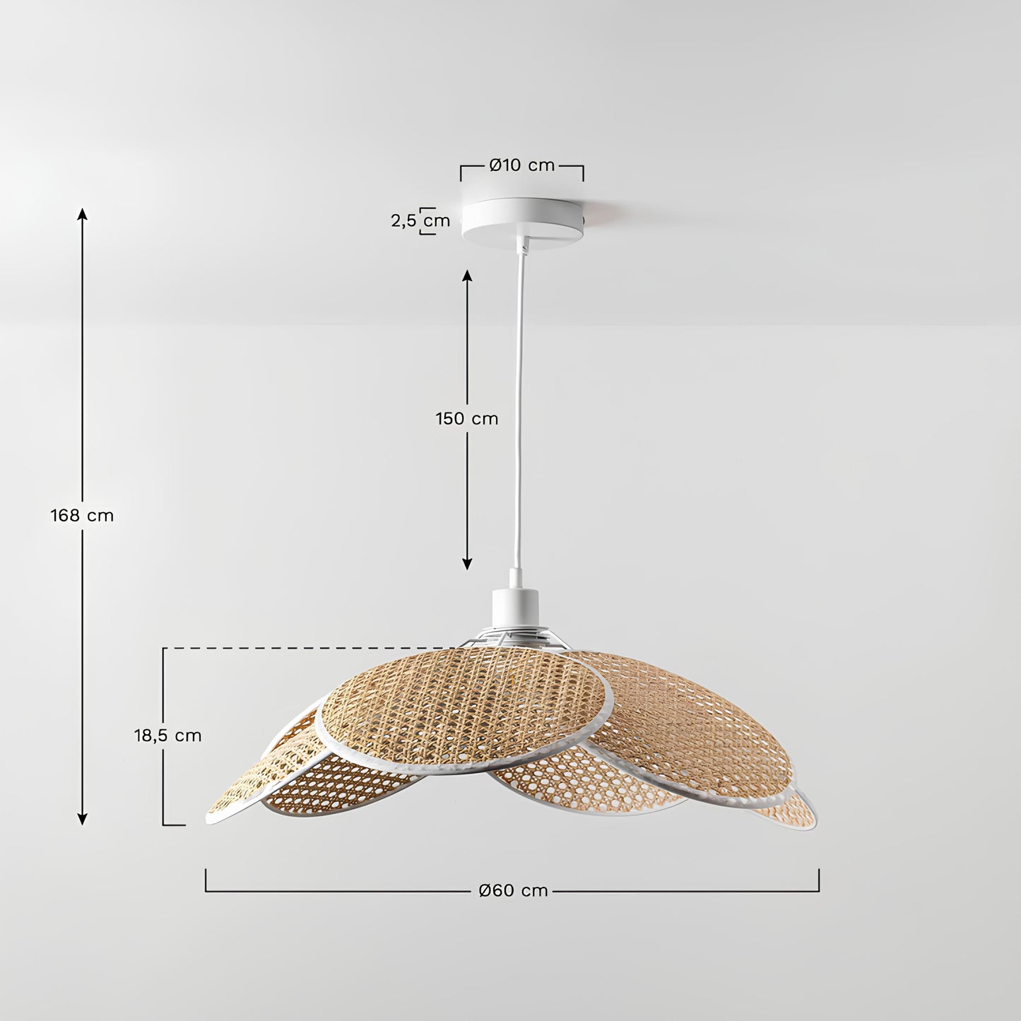 Bamboo Hanging lamp for Living Room | Rattan Pendant light | Cane ceiling light - Ishita - Akway