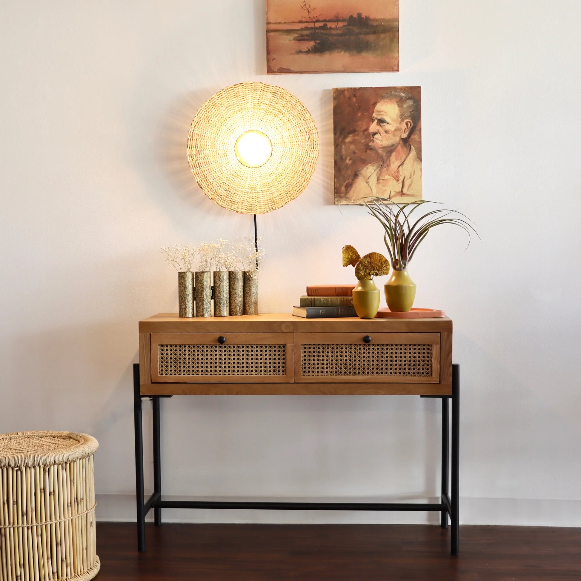 Bamboo Wall lamps For Living Room | Rattan Wall scones | Wicker Wall Lamps | Cane Wall Lamps - Asmee - Akway