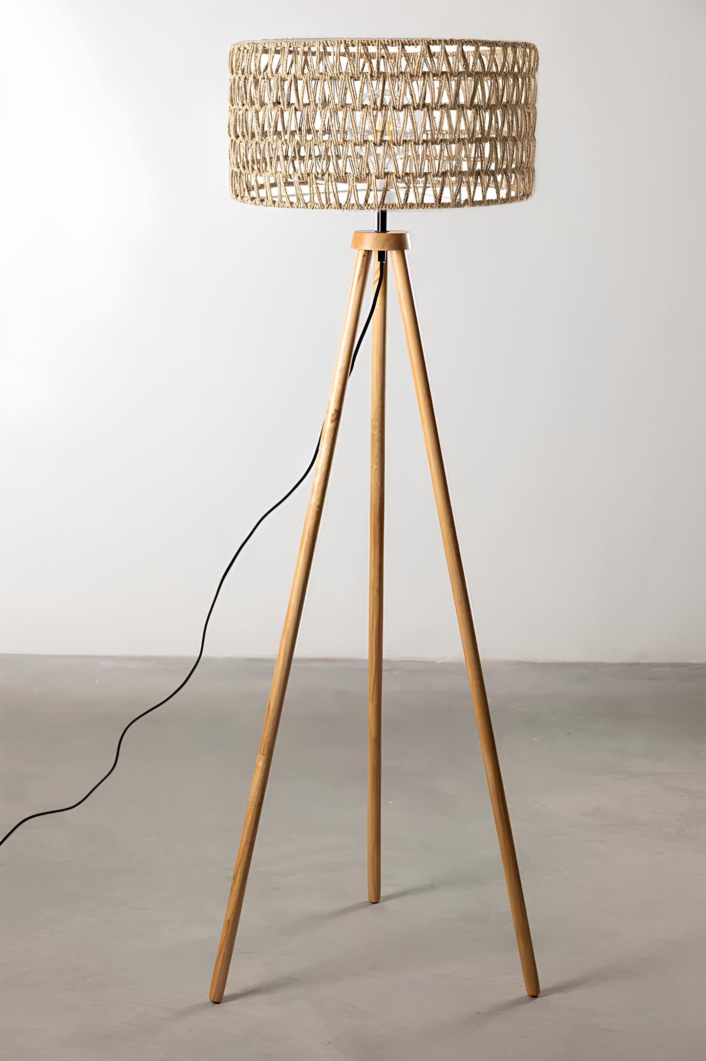 Rattan Floor Lamp | Bamboo Floor Lamp | Cane Floor Lamp - Lavya - Akway Lighting > Floor Lamps (Image 1)