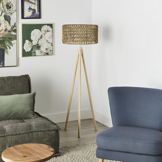 Rattan Floor Lamp | Bamboo Floor Lamp | Cane Floor Lamp - Lavya