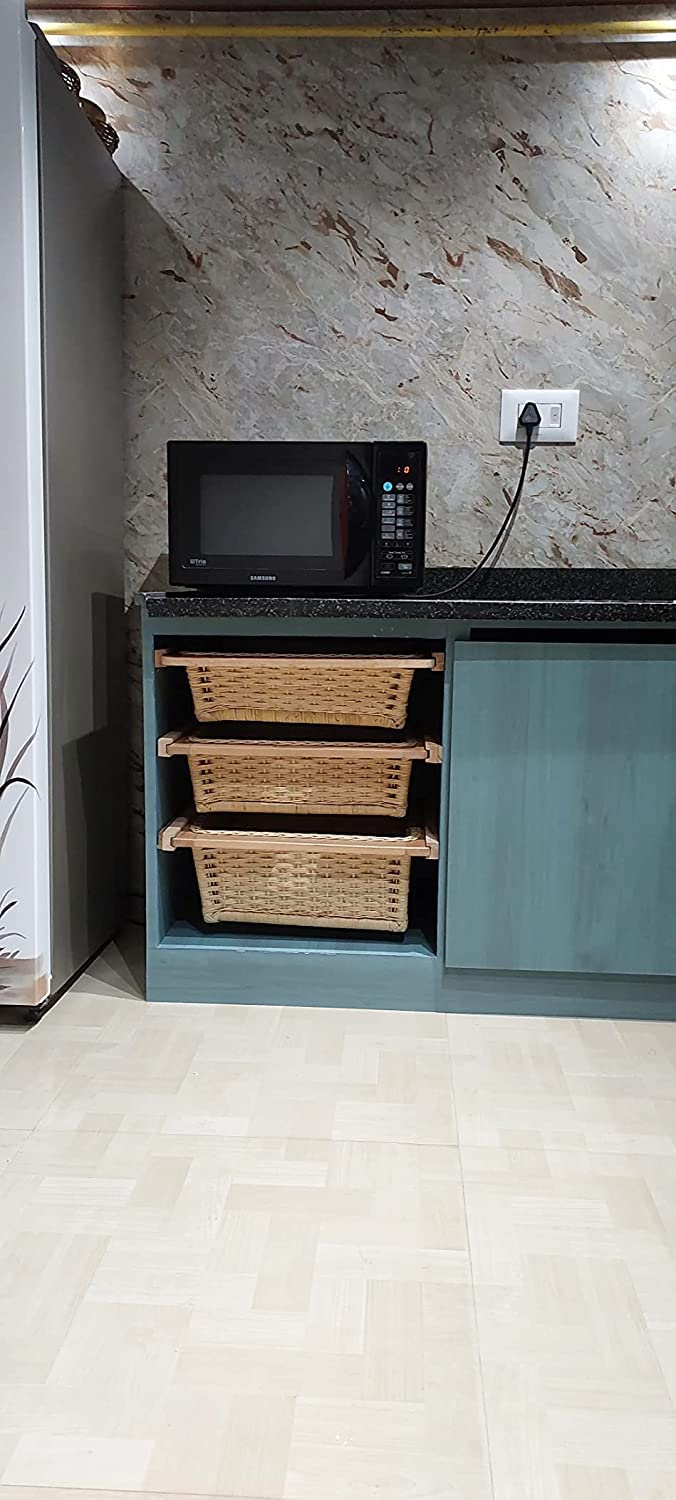 Wicker Basket for Modular Kitchen | Pull Out Wicker Basket 16.5 x 20 x 8 - Saira - Akway