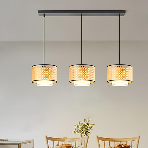 Wicker Hanging Light Set for Living Room | Rattan Pendant Lamp - Harman