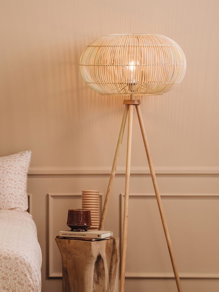Rattan Floor Lamp | Bamboo Floor Lamp | Cane Floor Lamp - Gajjala