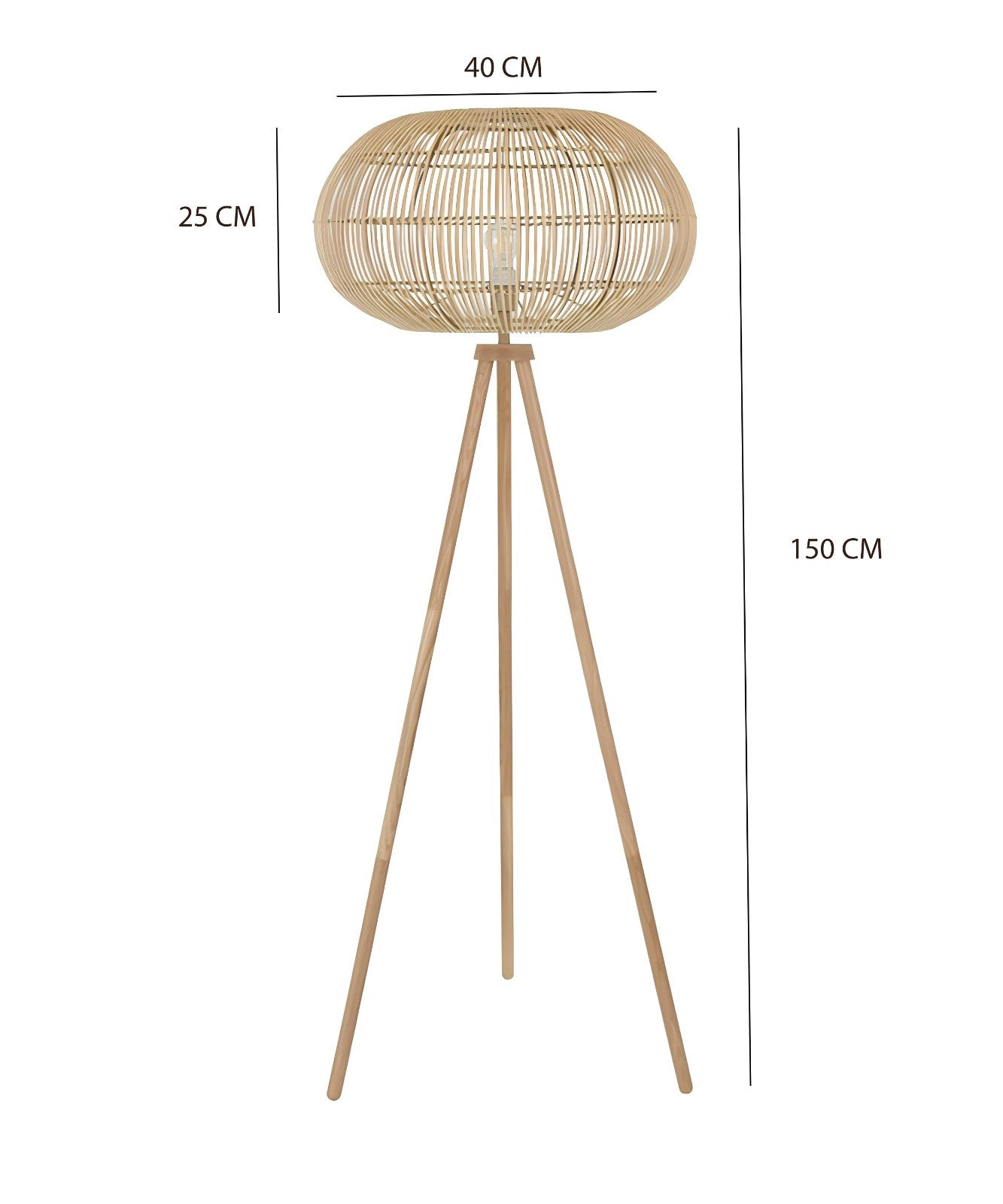 Rattan Floor Lamp | Bamboo Floor Lamp | Cane Floor Lamp - Gajjala