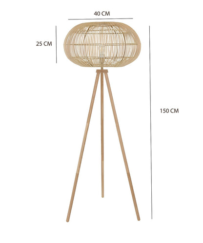 Rattan Floor Lamp | Bamboo Floor Lamp | Cane Floor Lamp - Gajjala