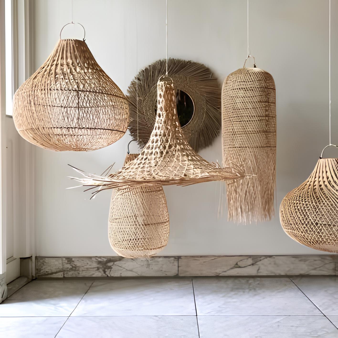 Rattan Hanging lamp for Living Room | Cane Pendant light | Wicker ceiling light - Siyal