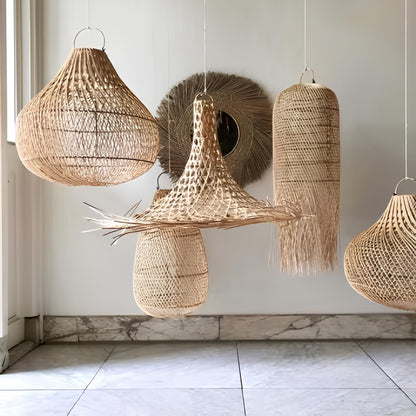 Rattan Hanging lamp for Living Room | Cane Pendant light | Wicker ceiling light - Siyal
