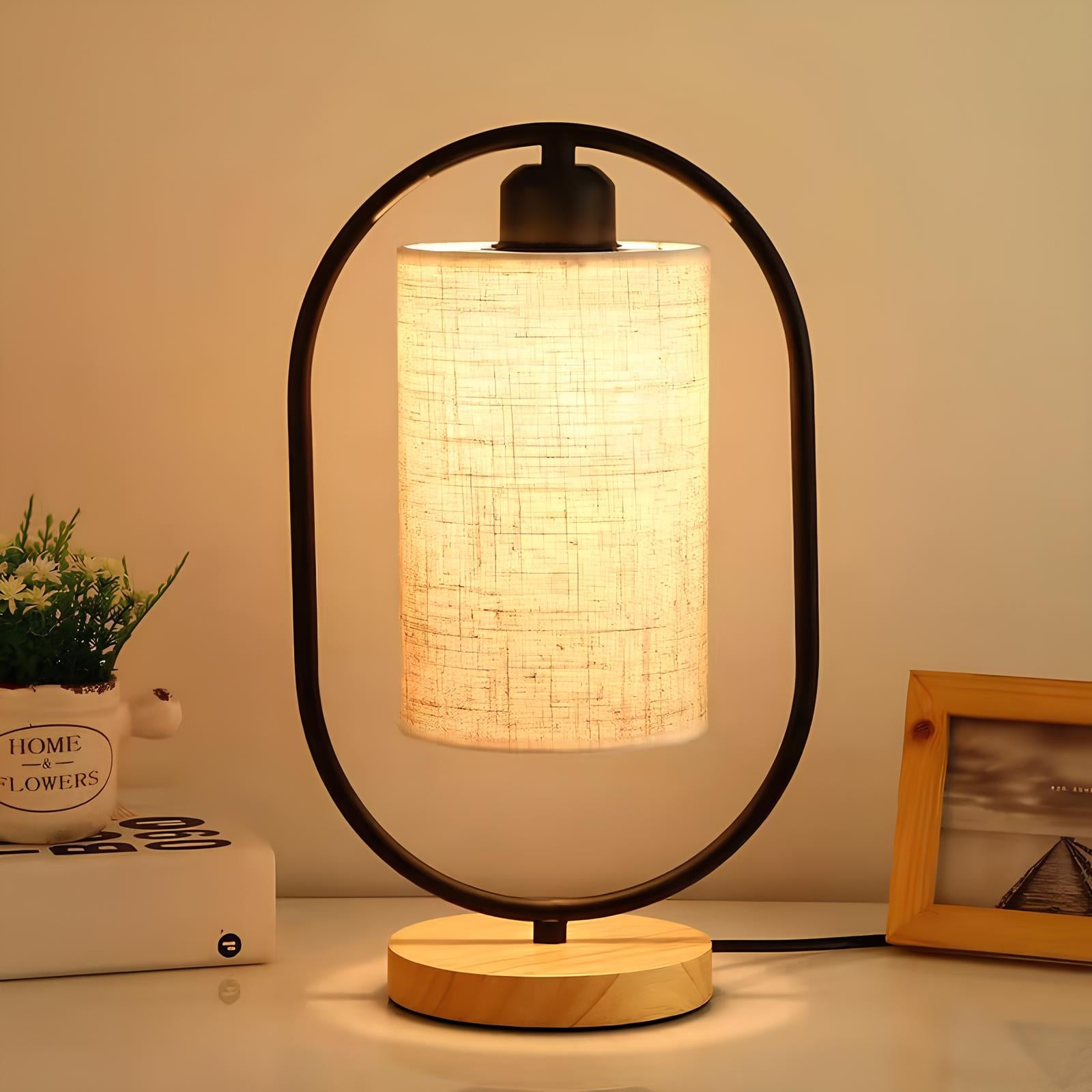 Rattan Table lamp for Living room | Bamboo Bedside table lamp | Cane Table lamp -Ishita - Akway