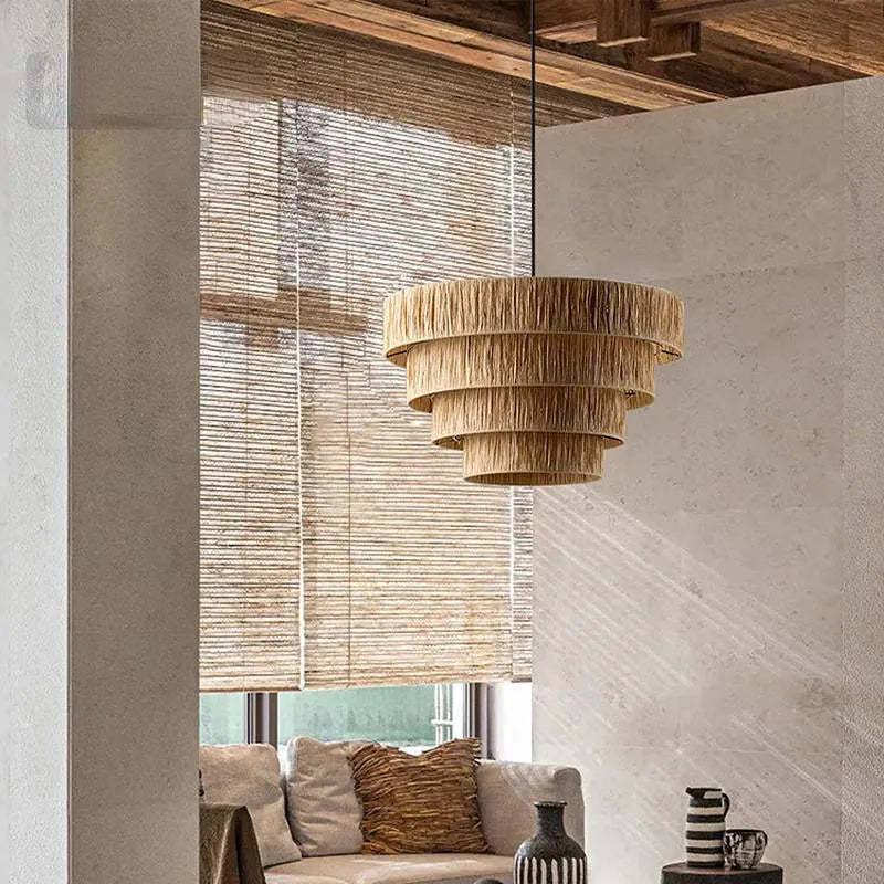 Bamboo Hanging lamp for Living Room | Rattan Pendant light | Cane ceiling light - Advik - Akway