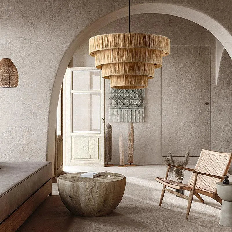 Bamboo Hanging lamp for Living Room | Rattan Pendant light | Cane ceiling light - Advik - Akway