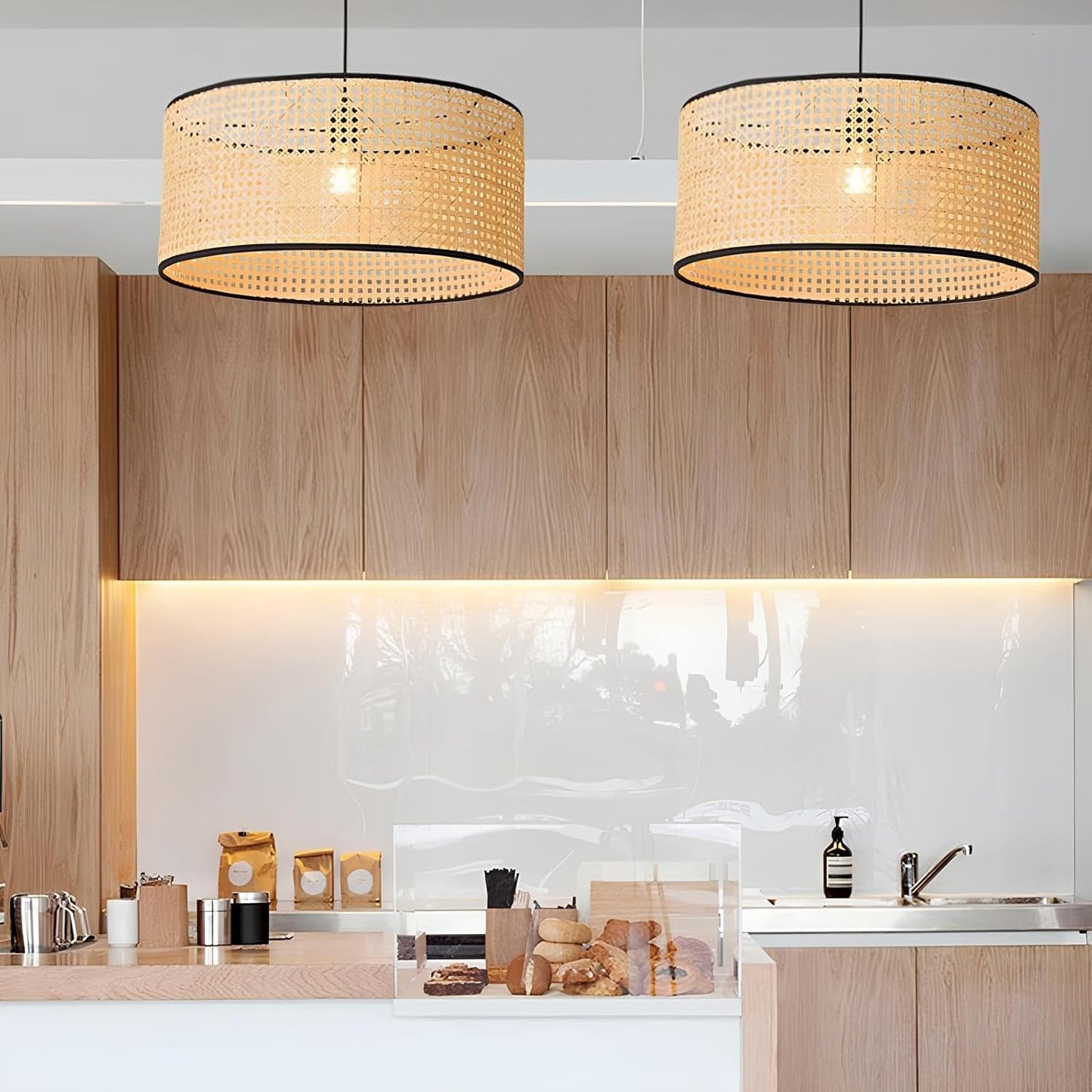 Rattan Hanging lamp for Living Room | Rattan Webbing Pendant light - Kritika