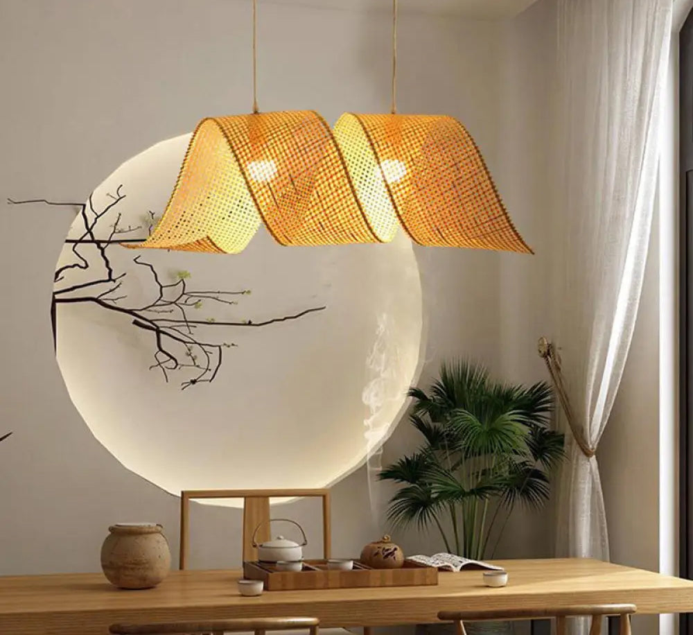 Rattan Hanging lamp for Living Room | Cane Pendant light | Wicker ceiling light - Sujal