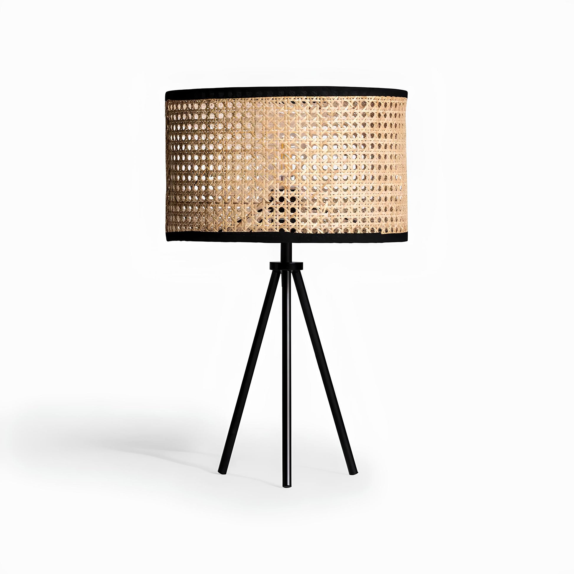 Rattan Table lamp for Living room | Bamboo Bedside table lamp | Cane Table lamp - Kaia - Akway