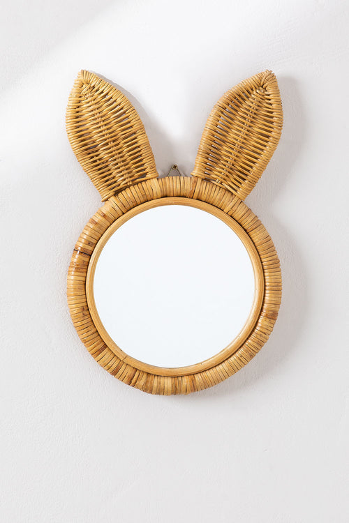 Rattan Wall Mirror for Entryway - Kimaya