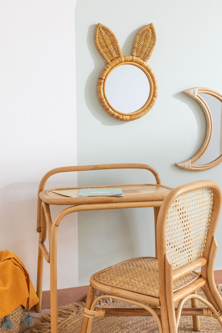 Bamboo Wall Mirror for living room | Cane Wall Mirror | Rattan Mirror - Kimaya - Akway Uncategorized (Image 4)