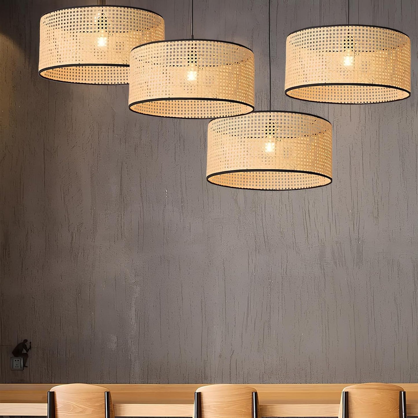 Rattan Hanging lamp for Living Room | Rattan Webbing Pendant light - Kritika