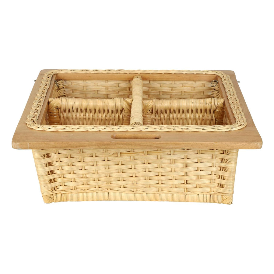 Wicker Basket for Kitchen With Double Partition | Potato Basket 22.5 x 20 x 8 - Eliana - Akway Home Improvement > Shelf Baske