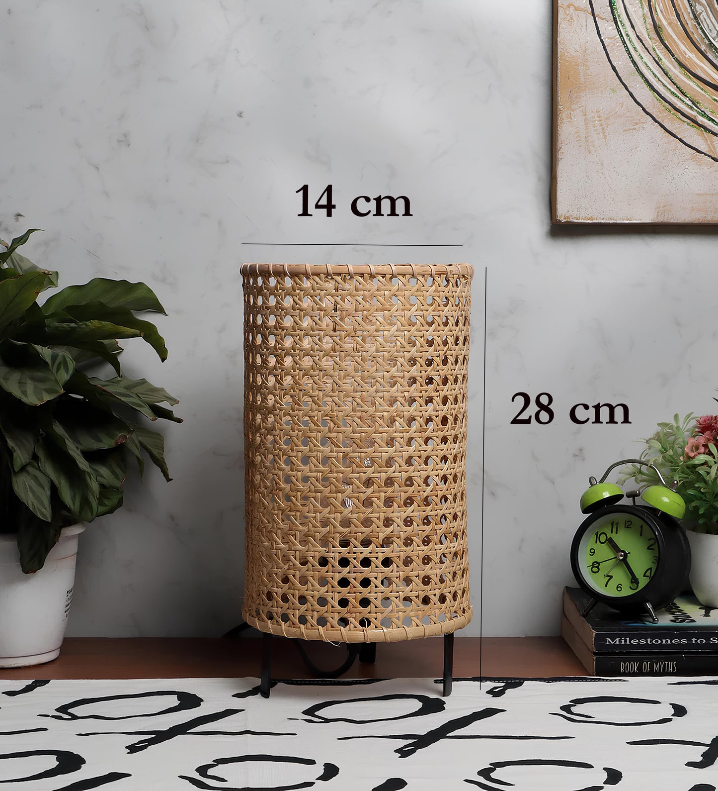 Rattan Table lamp for Living room | Bamboo Bedside table lamp | Cane Table lamp -Adina