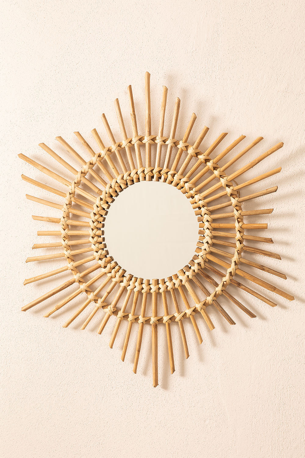 Bamboo Wall Mirror for living room | Cane Wall Mirror | Rattan Mirror - Krisha - Akway