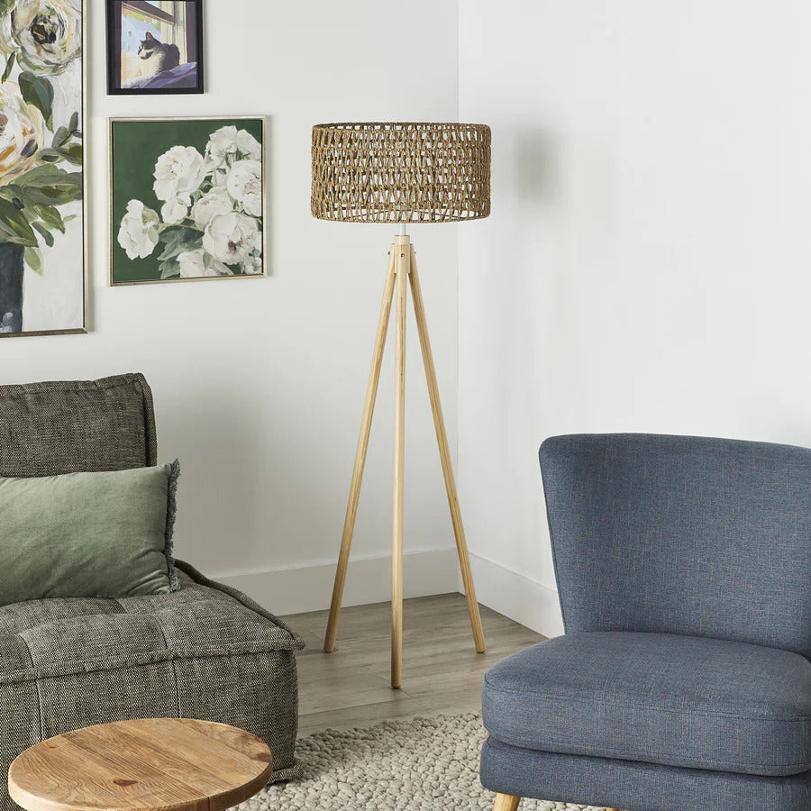 Rattan Floor Lamp | Bamboo Floor Lamp | Cane Floor Lamp - Lavya