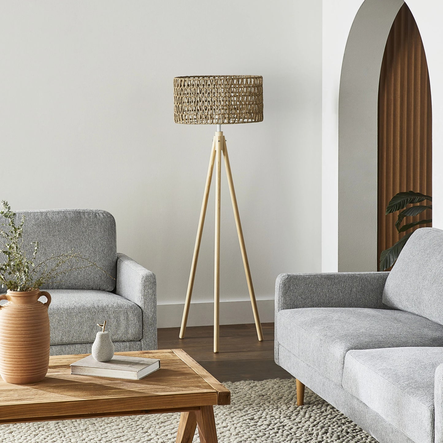 Rattan Floor Lamp | Bamboo Floor Lamp | Cane Floor Lamp - Lavya