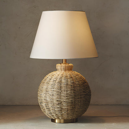 Rattan Table lamp for Living room | Bamboo Bedside table lamp | Cane Table lamp - Kimaya - Akway