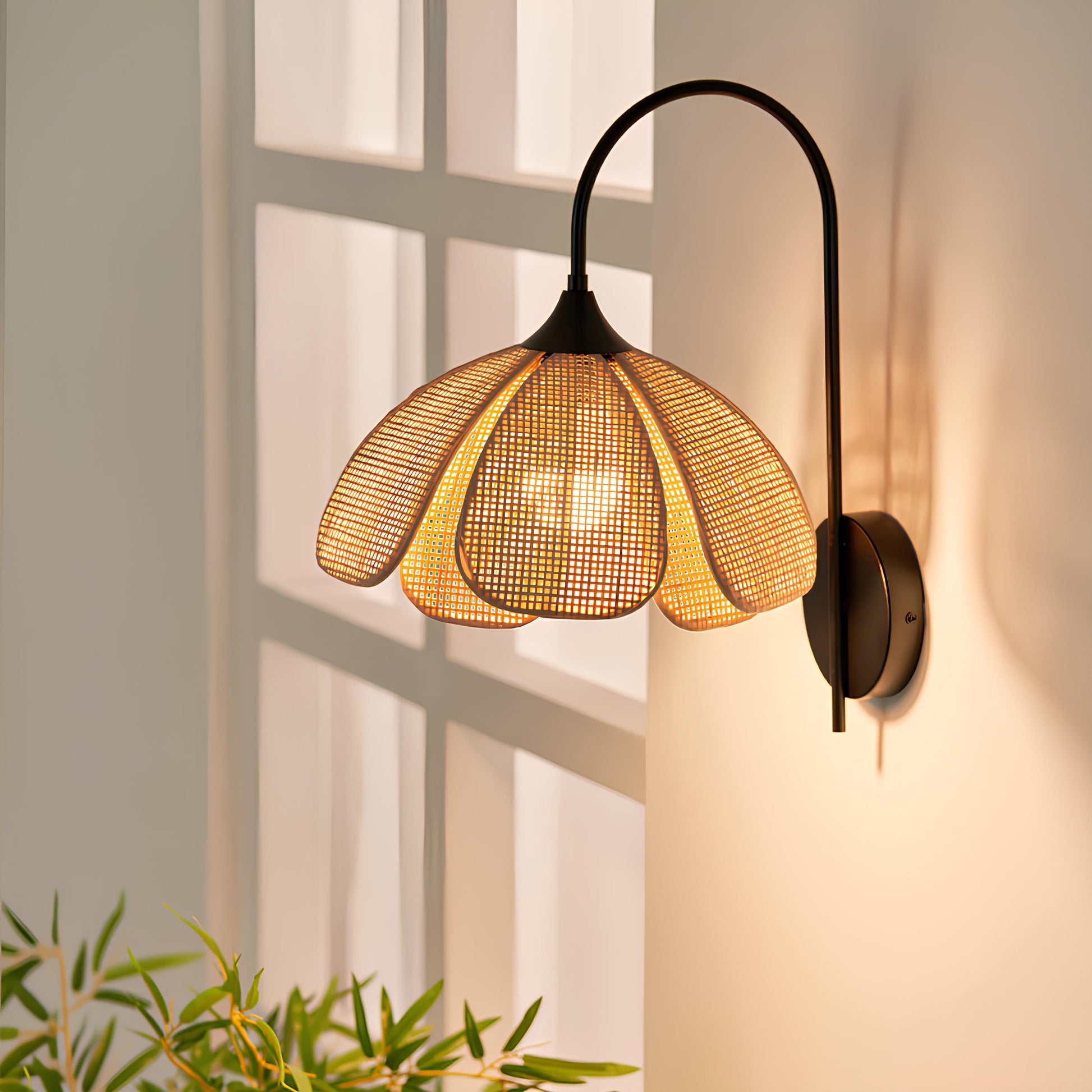 Bamboo Wall lamps For Living Room | Rattan Wall scones | Wicker Wall Lamps | Cane Wall Scones - Kimaya - Akway
