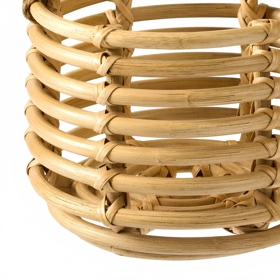 Rattan Hanging Plant Pots | Cane Hanging Flower Pots | Bamboo Hanging Planters Set of 2 - Asmee by Akway
