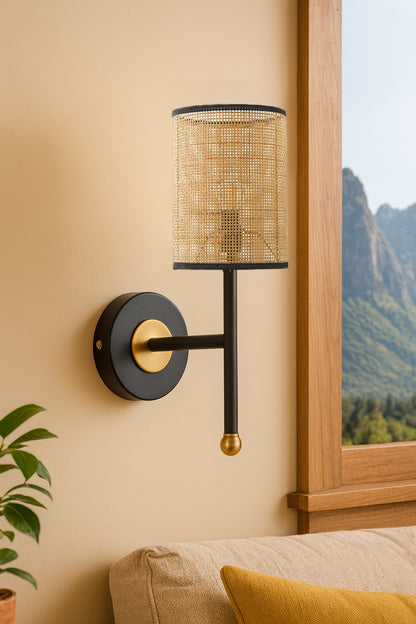 Rattan Wall Light For Living Room | Bamboo Wall Lamp - Aarna by Akway - Image 6