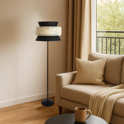 Rattan Cane Webbing Floor Lamp Bamboo Floor Lamp Cane Floor Lamp (Cone Shaped) -Abriana by Akway - Image 6