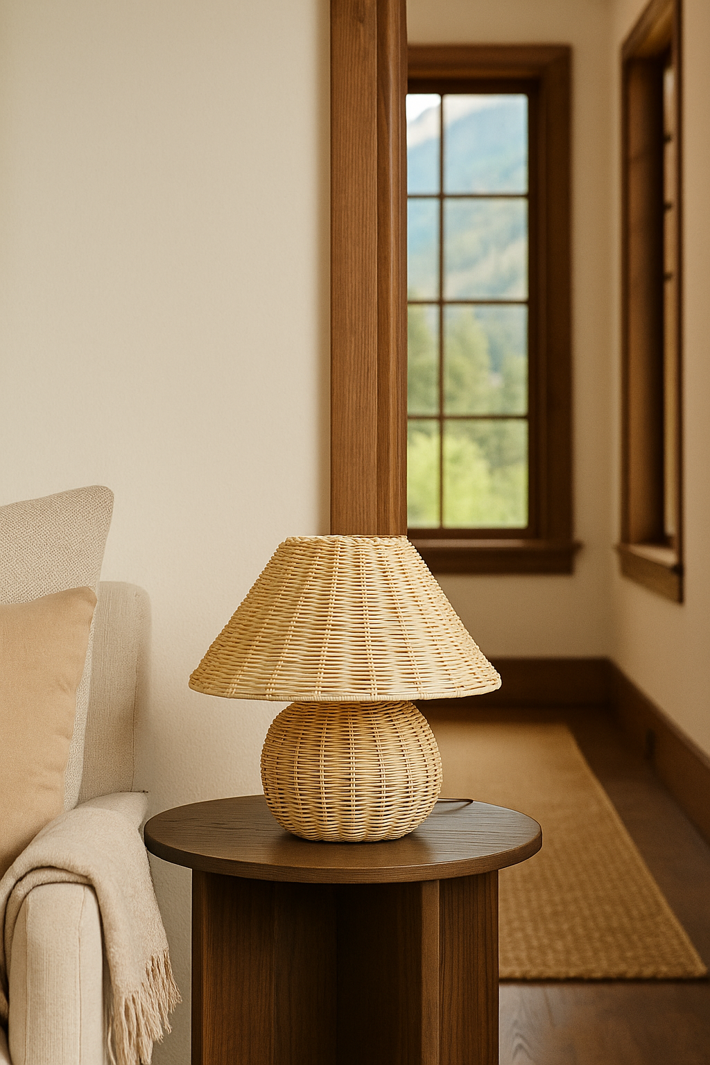 Rattan Table lamp for Living room | Bamboo Bedside table lamp | Cane Table lamp -Adair