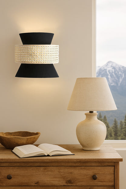 Bamboo Wall lamp for Living Room | Rattan Pendant light |Cane Webbing Wall Lamps-Ardeen by Akway - Image 2