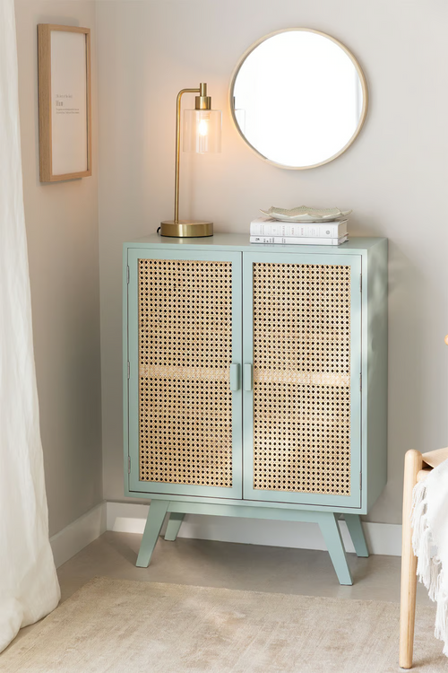 Rattan & Wooden Sideboard with Drawers - Aarna