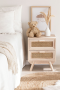 Rattan & Mango Wood Table | Wooden Bedside Table -  Mira